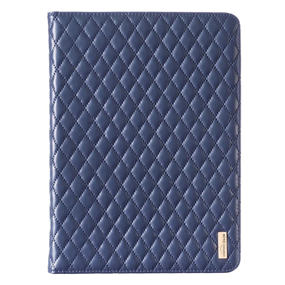 Lederen Portemonnee Case voor Ipad 10.2 9e Gen Air1 2 9.7 Pro 11 Stand Kaarten Solt Mini 3 4 5 6 Gecontroleerde Streep Tablet Cover Funda: Veertien / Blauw