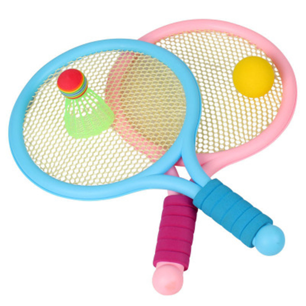 1Set di plastica per bambini tennis badminton giocattoli sport al coperto all&#39;aperto giocattoli per il tempo libero racchette da tennis giocattoli genitore-figlio regali per bambini