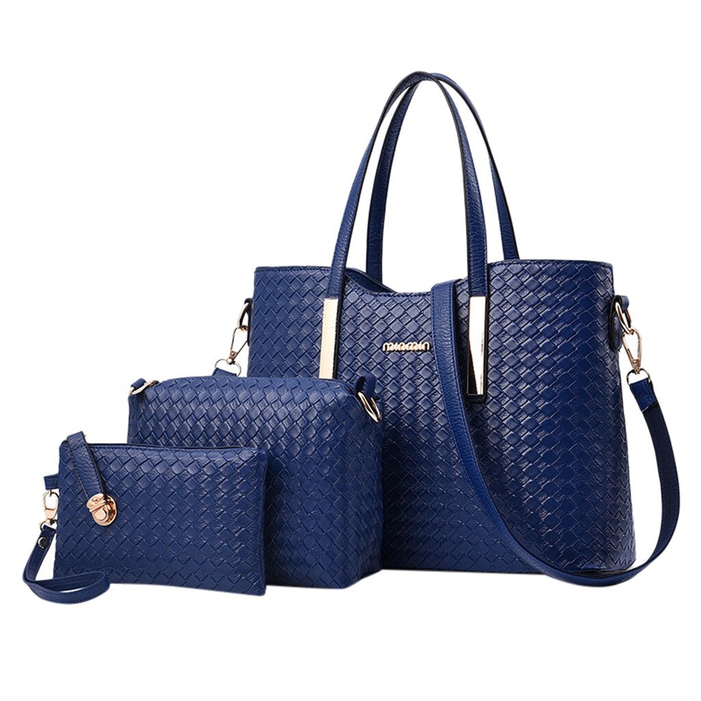 3Pcs Sets Frauen Taschen Muster Feste Freizeit Messenger Taschen + Handtasche + Damen Geldbörse Crossbody-tasche für Frauen Sac EIN Haupt # T2: Dark Blue