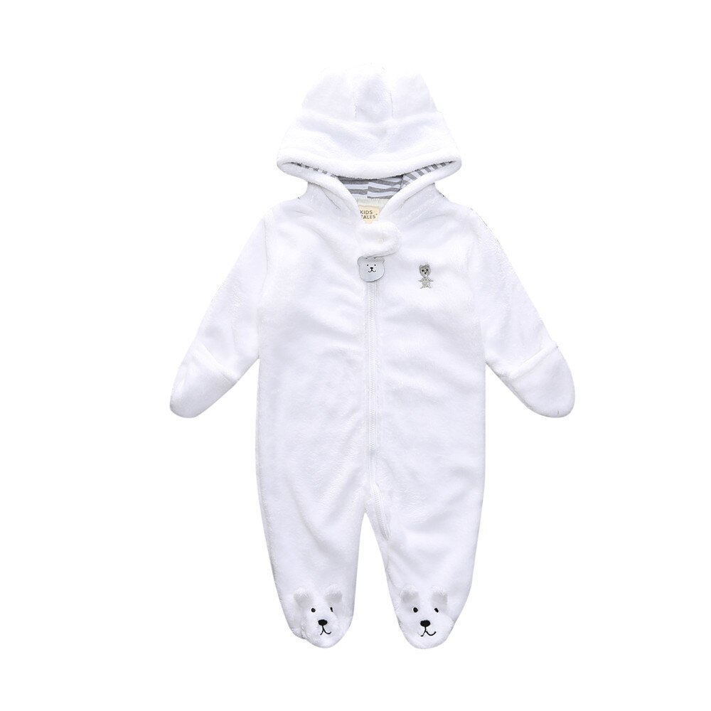 Herfst Winter Kerst Meisje Kleding Soft Fleece Een Stukken Jumpsuits Pyjama 0-24M Baby Jongens Kleding baby Footies: WHITE / 12m