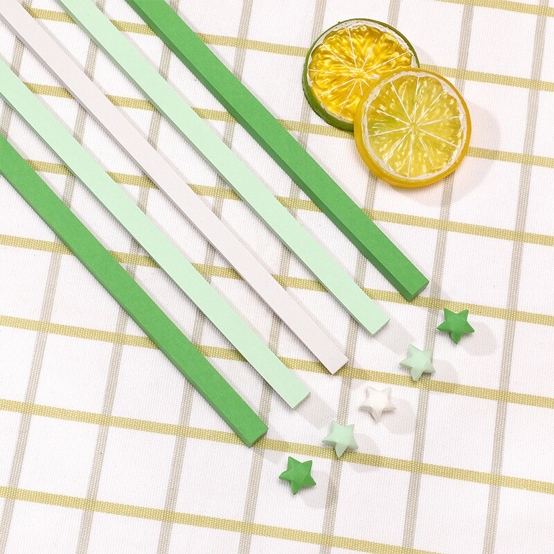 540 hojas de tiras de papel de Origami Stars, papel plegable de 27 colores, colorido, doble cara, estrella de la suerte, Origami DIY, artes hechas a mano, decoración del hogar: Verde militar