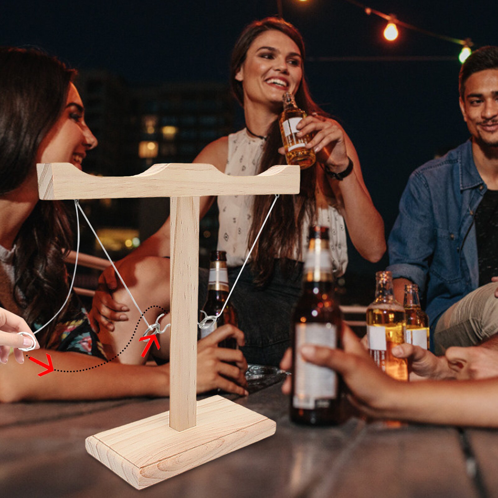 Houten Ring Toss Game Gooien Haak En Lus 2 Mensen Interactieve Tafel Game Set Industriële Stijl Bar Drink Party speelgoed