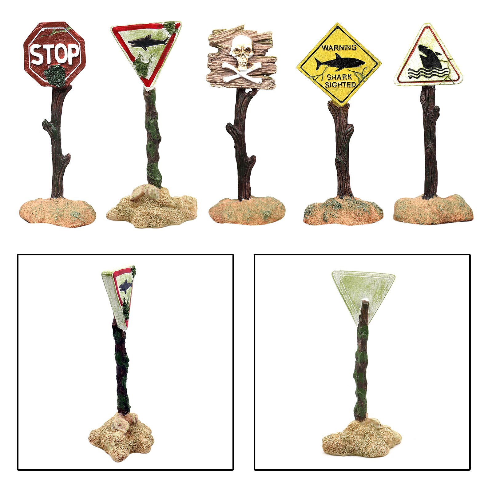 Funny Cartoon Warning Signs Aquarium Landscape Fish Tank Goldfish Decoration