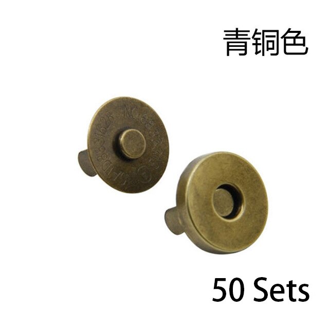 50 unids/lote bolsos prácticos magnético botones de Metal cierres a presión artesanía de botones de imán DIY accesorios 14/18mm: Bronze / 18mm