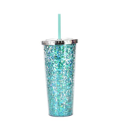 Color Sequins Tumblers Cup Straw Cold Cup with Lid Cups with Lids and Straws Mug Plastic Straight Cup Water Cups: 11