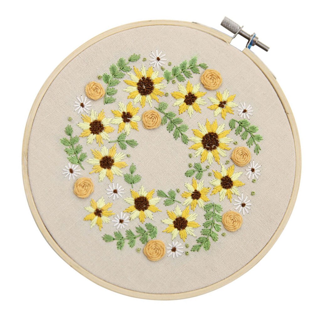 Full Range Embroidery Starter Kits Kissbuty Printed Embroidery Kits Embroidery Cloth Bamboo Embroidery Hooks Thread Needle Kits