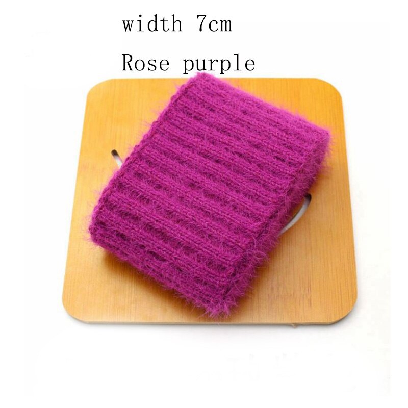 1pcs 6-10cm wide 19 color Thicken cotton Faux velvet ribbed elastic cuff neckline DIY fabric accessories velvet fabric strech: rose purple