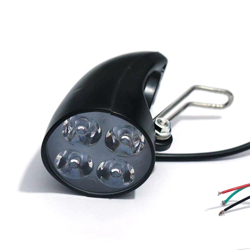 36V 48V EBike Light Scooter lampada bicicletta elettrica 4 LED faro anteriore faretto Ultra luminoso con clacson