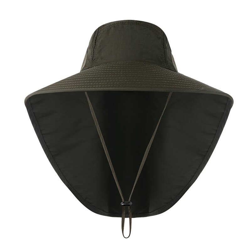 Udendørs fiskeklappe hætte bred brede solskærm foldbart mesh svedbånd halsdæksel spand hat camping cap: Jg