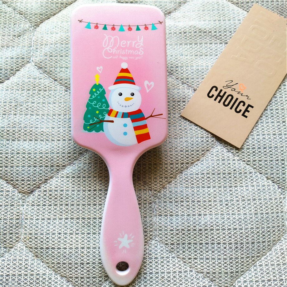 Big Size Comb Anti-static Massage Hair Brush Detangle Shower Salon Hair Styling Tool Hairbrush Snowman Santa Claus