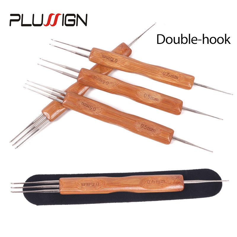 Plussign-agujas de ganchillo para Dreadlock, herramienta para trenza artesanal, gancho de ganchillo para rastas, 0,5 Mm, 0,75 Mm