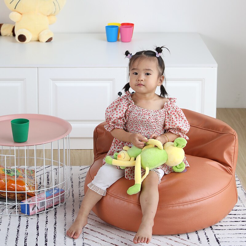 Baby barn voksne læder sækkestol sofa hvilestol kuffert uden påfyldning udendørs sækkestol gulv sæde doven sofa: S-orange
