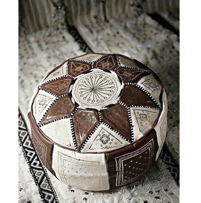 Puf Pouf Hecho a Mano en fès, Marrakech Cuero autentico SIN relleno