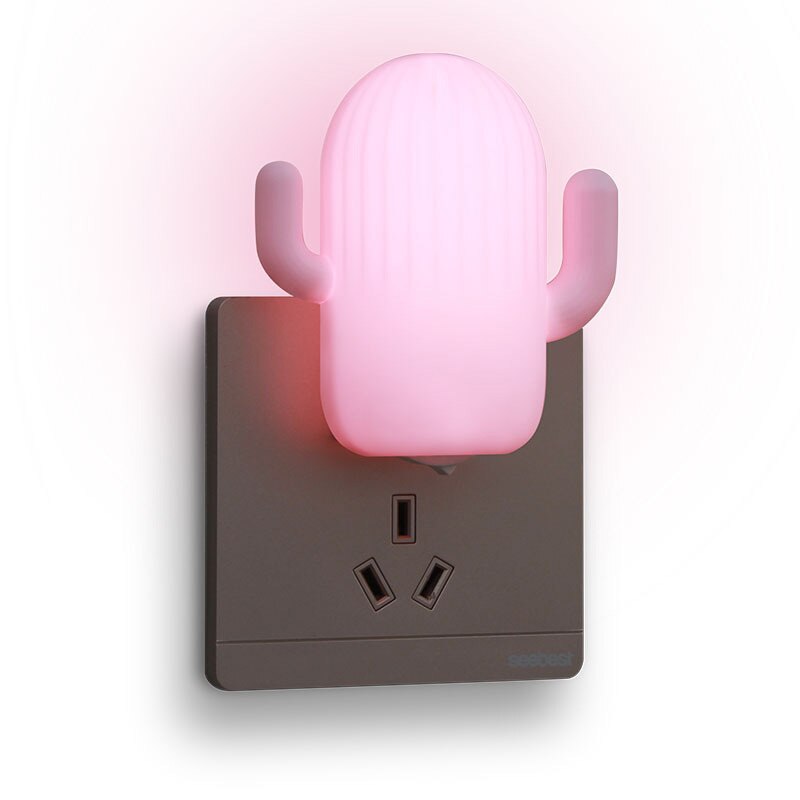 Mini Cactus Led Night Light Eu Plug Ster Licht Sensor Controle Kinderen Speelgoed Slaapkamer Bedlampje Met Baby Sleep Toy voor Kinderen