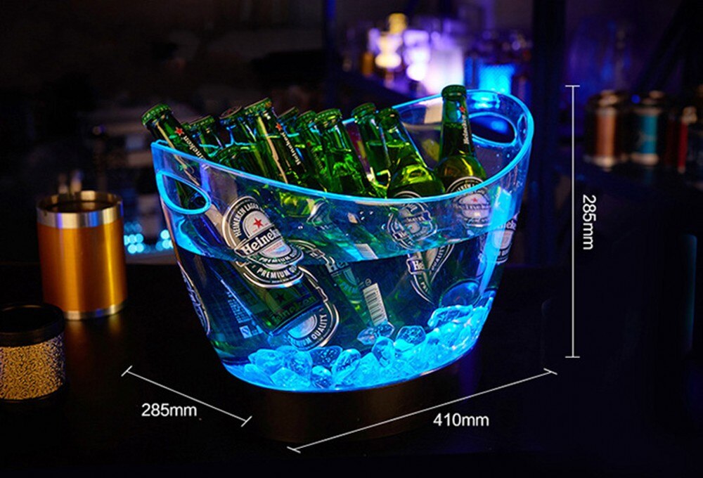 Large 12L Led ice buckets color changing LED light up Wine Cooler Barrel shaped Champagne wine beer ice bucket bar