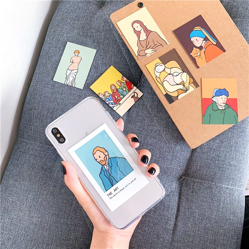 Funda de teléfono suave y transparente con pintura al óleo, para iphone XR, XS, Max, X, 11, 12 Pro, Max, 6, 6s, 7, 8 plus