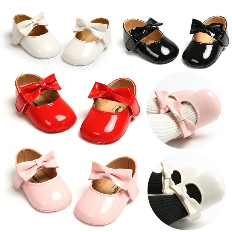0-18Months Infant Neugeborenes Baby Krippe Pram Schuhe Bogen-Knoten Weiche Sohle Schuhe Sandalen
