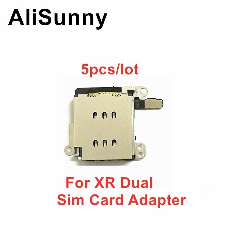 Alisunny 5Pcs Voor Iphone 11 Xr Dual Sim Kaartlezer Houder Lade Sim Card Socket Slot Flex Kabel Vervanging deel