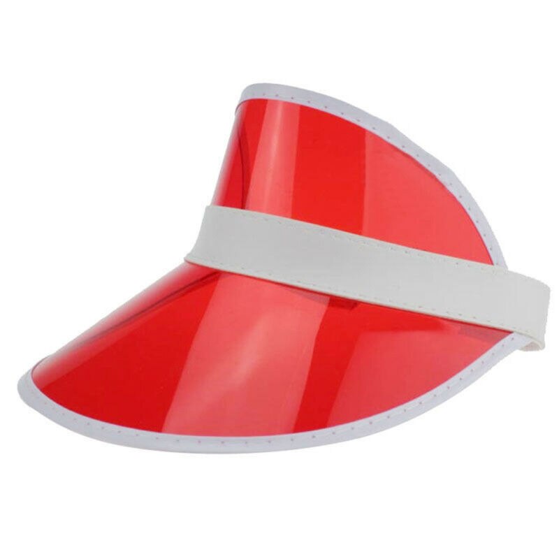 transparent plastic pvc sunshade summer sun hat: Red
