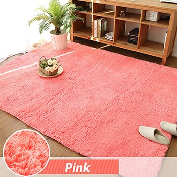 Living Room Carpet Bedroom Mat Soft Plush Tatami Mat Simple Baby Thicken Bedside Bed Front Bedroom Coffee Table Rug: pink / 100cm x 160cm