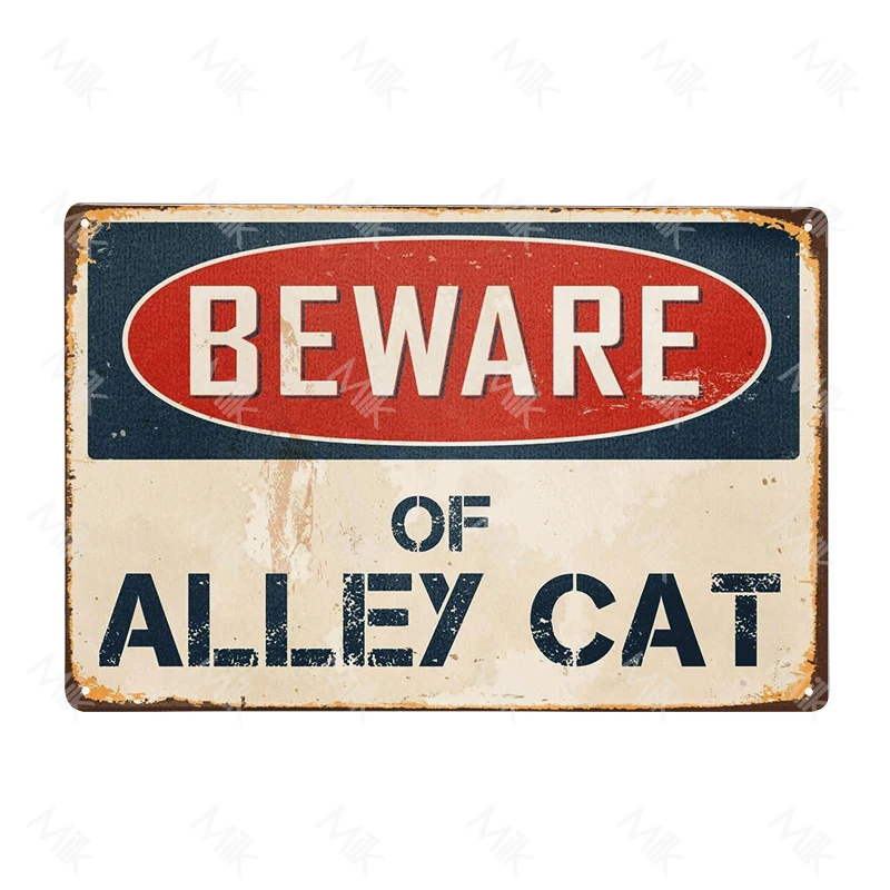 Vorsicht vor Katzenschild – Aluminium – Katzen-Türschilder – Attacke Katze-Schild – niedliche Katzen-Warnschilder für Katzen, Kätzchen-Liebhaber, Zuhause, Zimmer: L / Rose verrotten