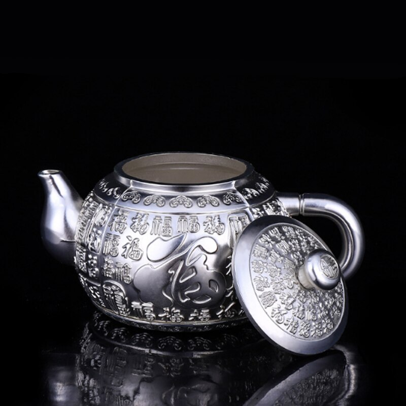 Service à thé en argent et or, haut de gamme, théière faite à la main, service à thé Kung Fu chinois, de cérémonie, une théière et quatre tasses