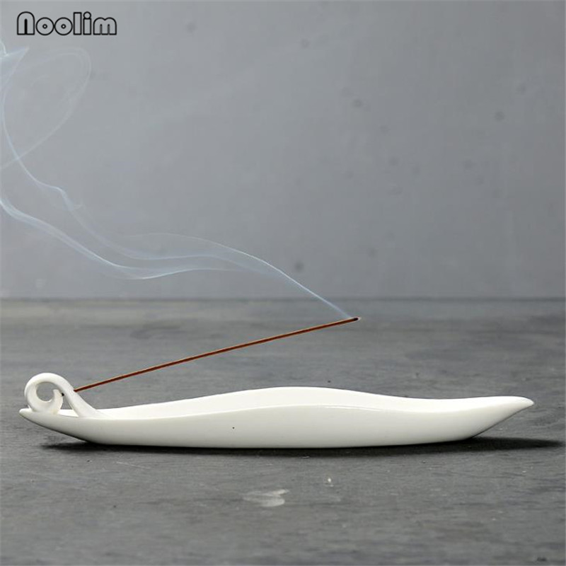 White Porcelain Boat Incense Stick Burner Home Teahouse Office Decor Aromatherapy Ceramic Incense Stick Holder Censer