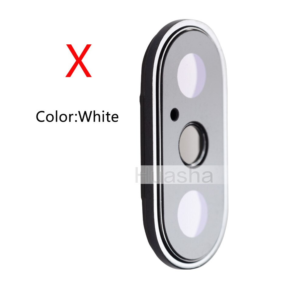 Voltar câmera traseira lente de vidro anel capa com moldura titular para o iphone x xr xs max lente de vidro da câmera + moldura peças: For X White