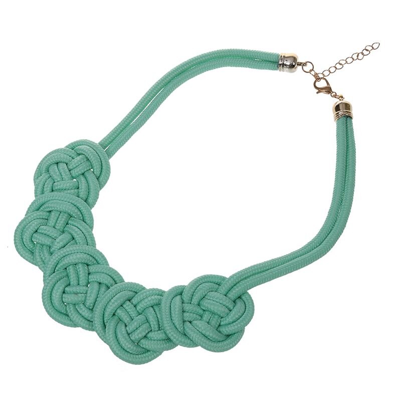 Bright Neon Knot Fabric Statement Collar Necklace - Green