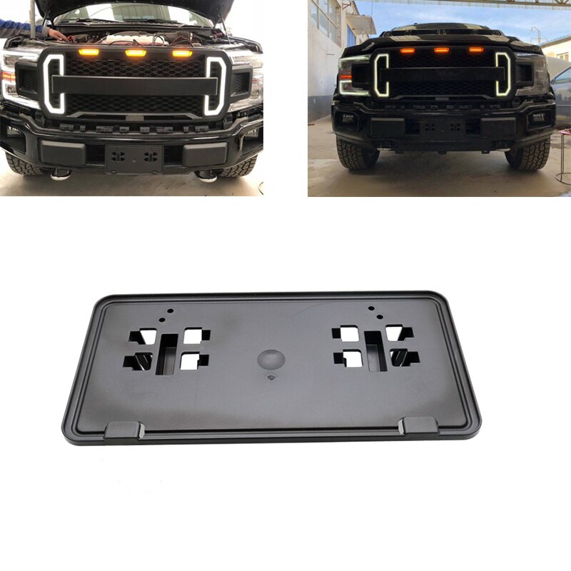 Soporte de montaje de matrícula de parachoques delantero negro OEM para Ford F150