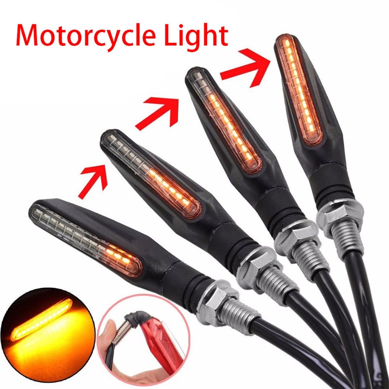 1Pc Universele Vloeiende Motorfiets Licht Motorbike Led Richtingaanwijzer Amber Lamp Verlichting Motorfiets Accessoires