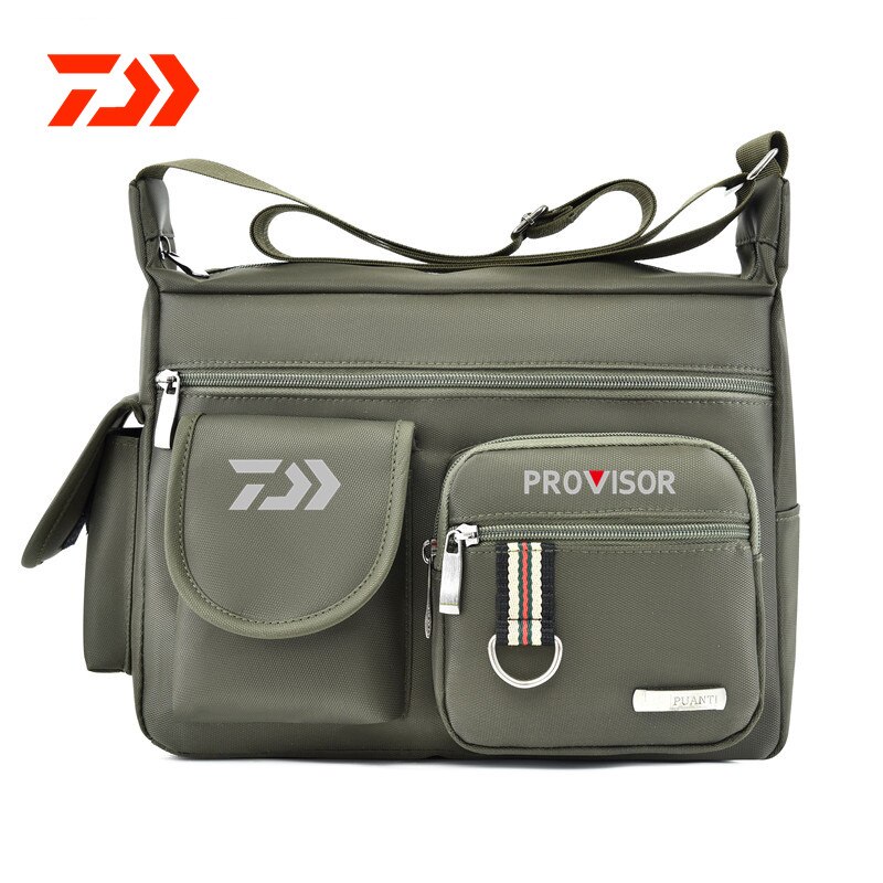 Daiwa Heren Fietsen Wandelen Schoudertas Messenger Bag Outdoor Vissen Mannen Grote Capaciteit Rugzak Rits Vissen tas: Photo Color 05