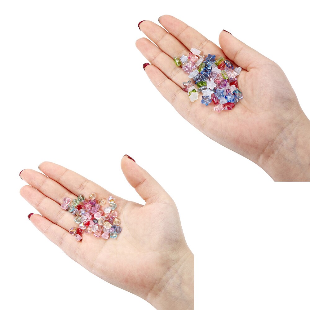 20-50pcs 6.4/9.6mm Transparent Star Heart Shape Glass Beads Colorful Loose Spacer Bead For Jewelry Makeing DIY Handmade Bracelet