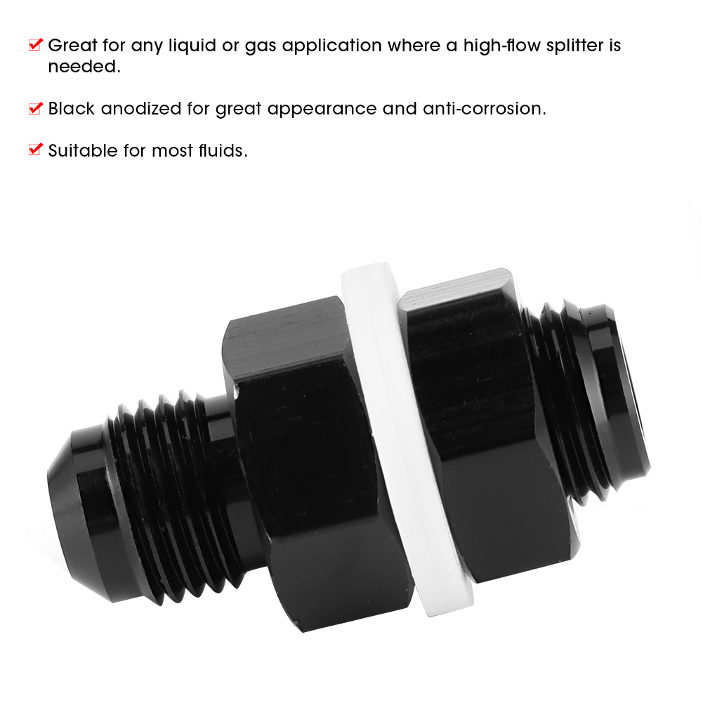 AN6 Bulkhead Fitting Flare Fuel Cell Adapter with PTFE Washer for Most Fluids Flare Bulkhead Adapter Car Truck Parts