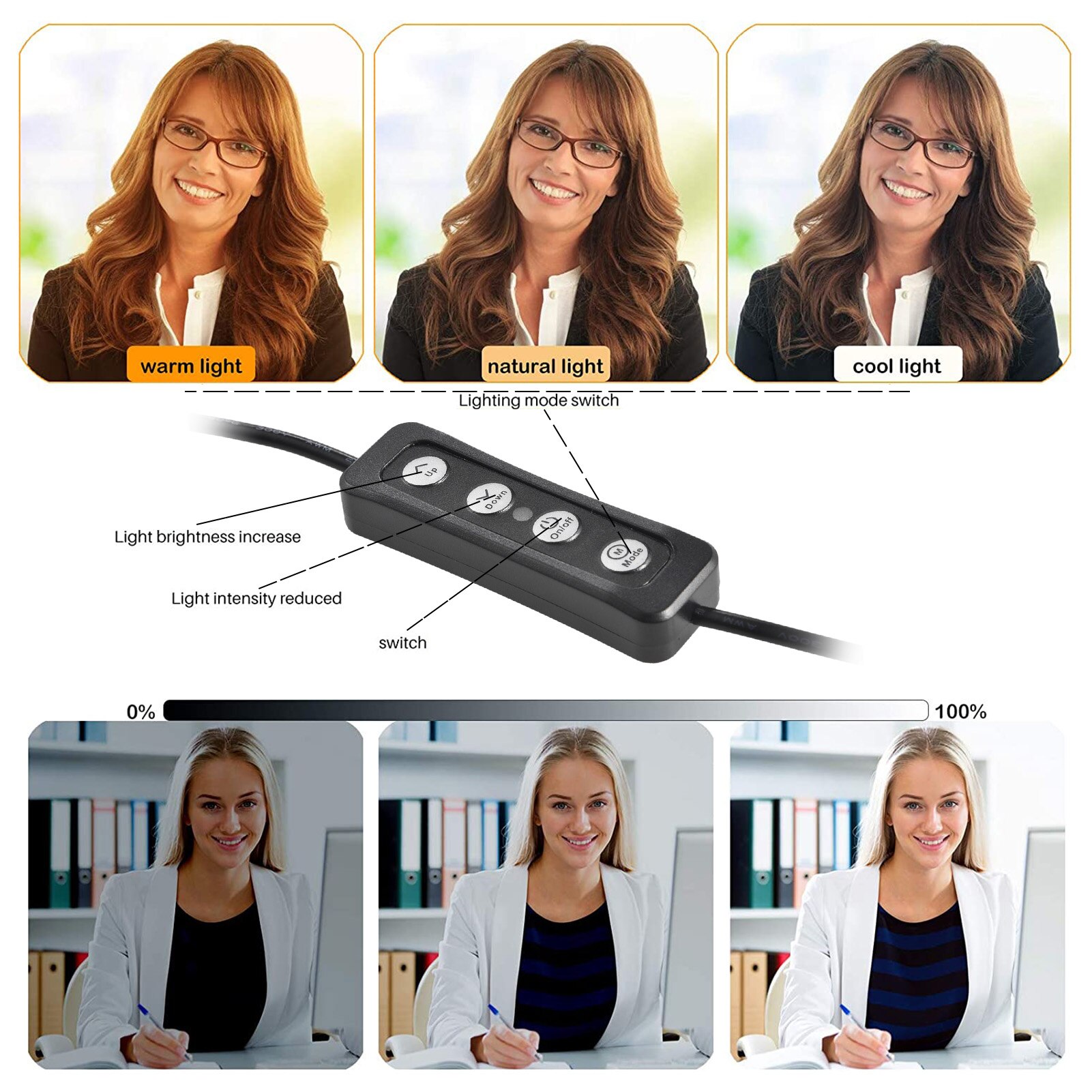 Computer Ring Light Video Conference Circle Light With Clip LED Light Ring Selfie Ring Lamp Adjustable Lights For Smartphone