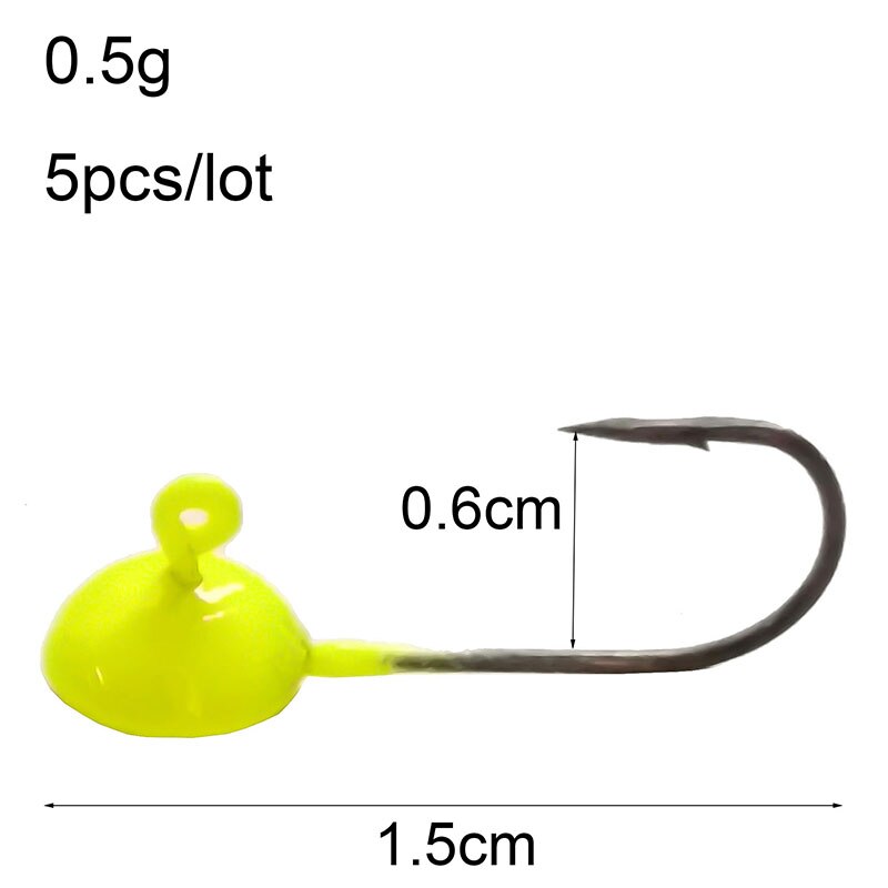 5 Pcs/Lot Mini tête de gabarit de plomb exposée 0.5g 0.7g 1.1g crochet barbelé leurre souple hameçon crochet de pêche sur glace hiver matériel de pêche