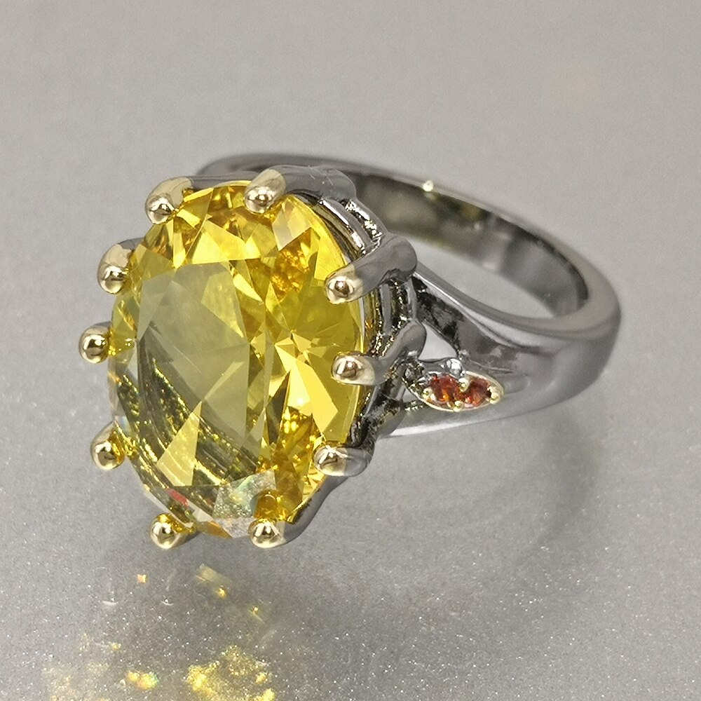 Dreamcarnival1989 grande ouro zircon solitaire anéis de noivado para as mulheres delicado corte fino deslumbrante dente festa jóias wa11876g