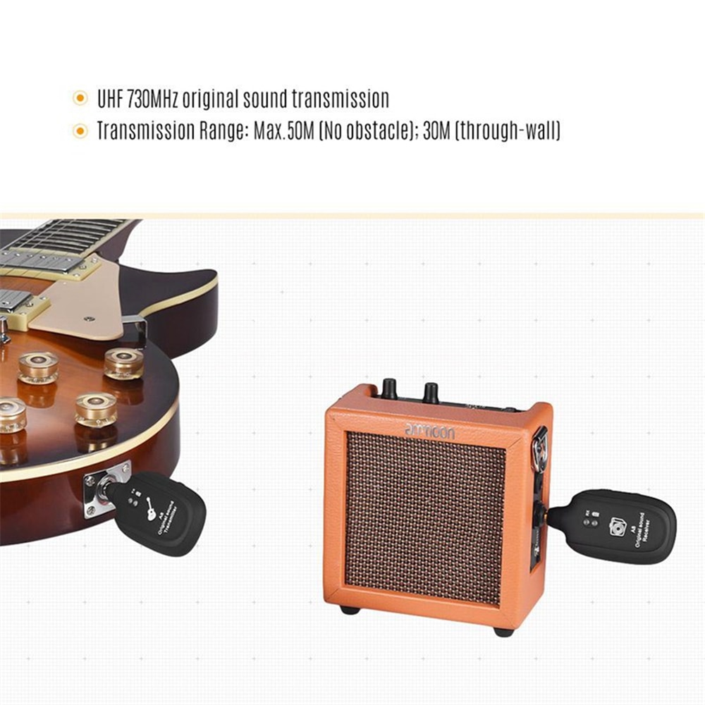 Uhf elektroakustiske musikinstrumenter 6.35mm guitar bas trådløst system bluetooth lang rækkevidde ingen forsinkelse sender modtager