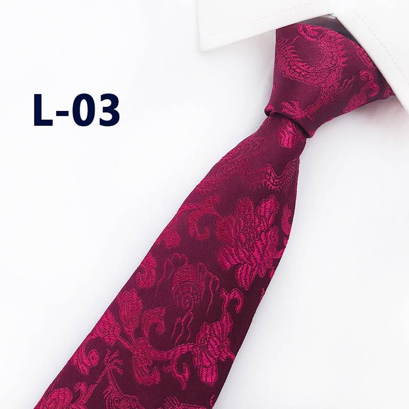 Classic Silk Mens Ties China Mascot Neckties 8cm Chinese Dragon Ties for Men Formal Business Wedding Party Gravata: L-03