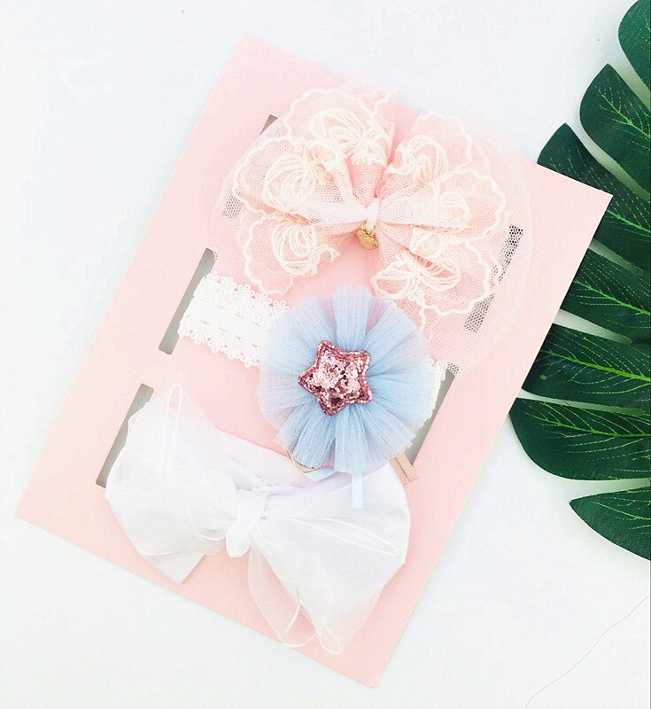 3 Stks/partij Baby Meisje Hoofdband Elastische Hoofddeksels Bloemen Strik Haar Accessoires Voor Baby Meisje Verjaardagsfeestje: 8