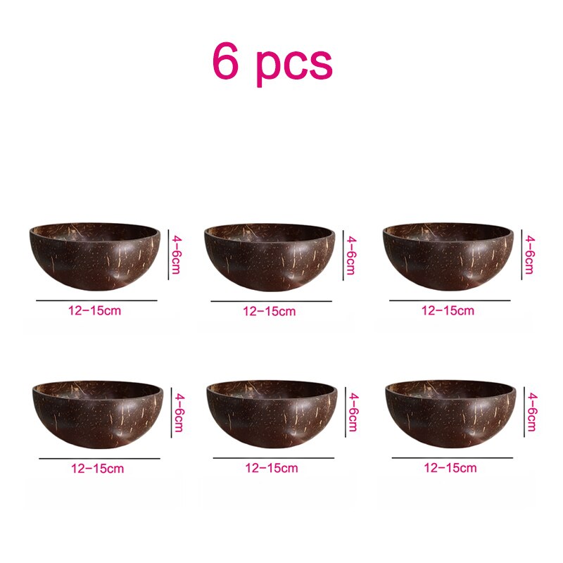 Coconut Bowl Rice Bowl Coconut Shell Tableware Nordic Style Light Food Xiaoxinqing Fruit Milkshake Salad Bowl Wooden bowl: 6 bowl