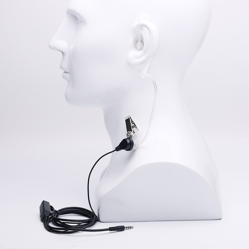 Auricular de tubo de aire de 3,5mm, auriculares con micrófono PTT para iPhone, teléfonos móviles, auriculares con tubo de aire acústico en espiral transparente