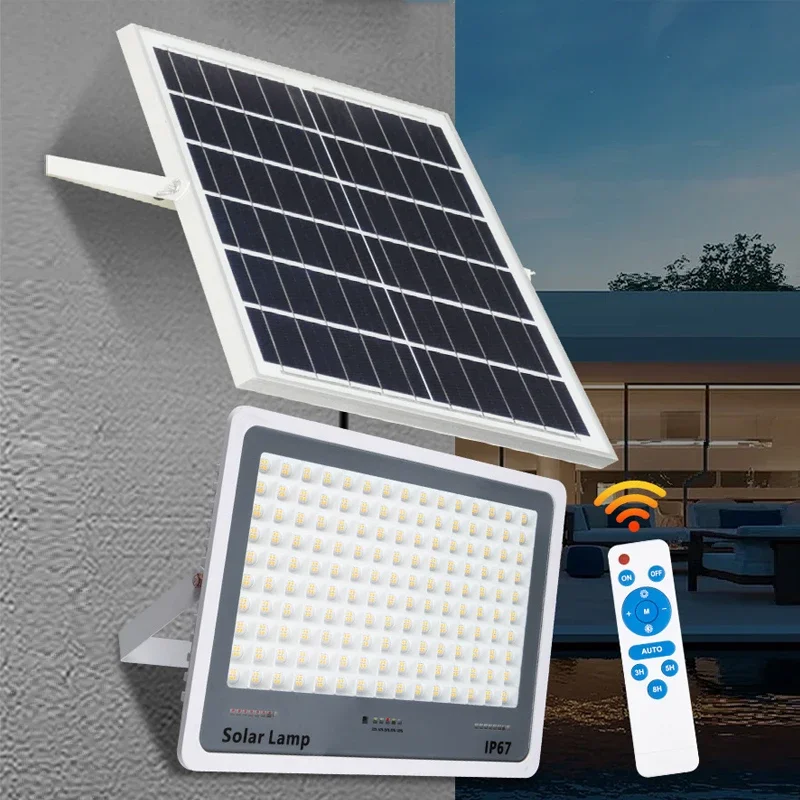 Outdoor Schijnwerper Solar Lamp 96/140/216 LED Afstandsbediening Binnenplaats Verlichting Straatlantaarn Waterdicht IP67 Tuin Huishouden