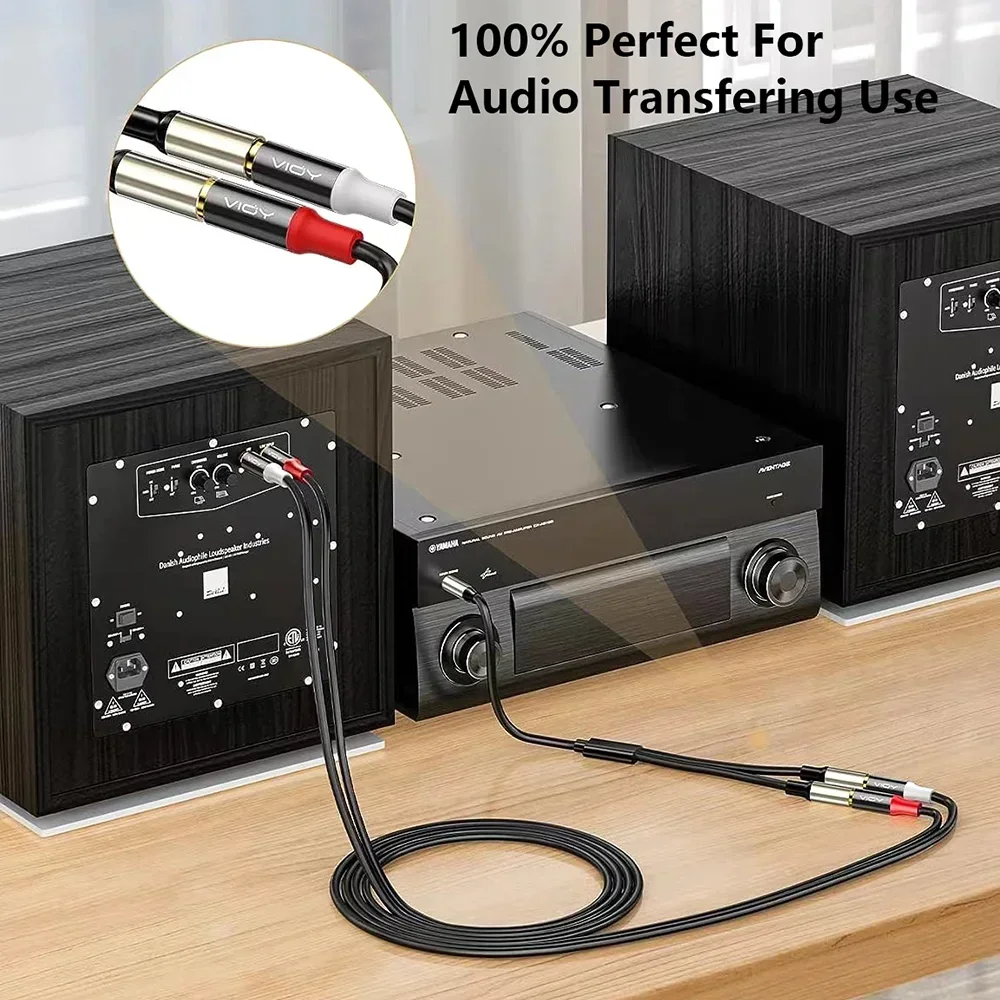 Cable de extensión RCA, cable divisor de 2 RCA macho a 2 RCA hembra, cable de audio estéreo RCA para amplificador, altavoz, sistema de cine en casa