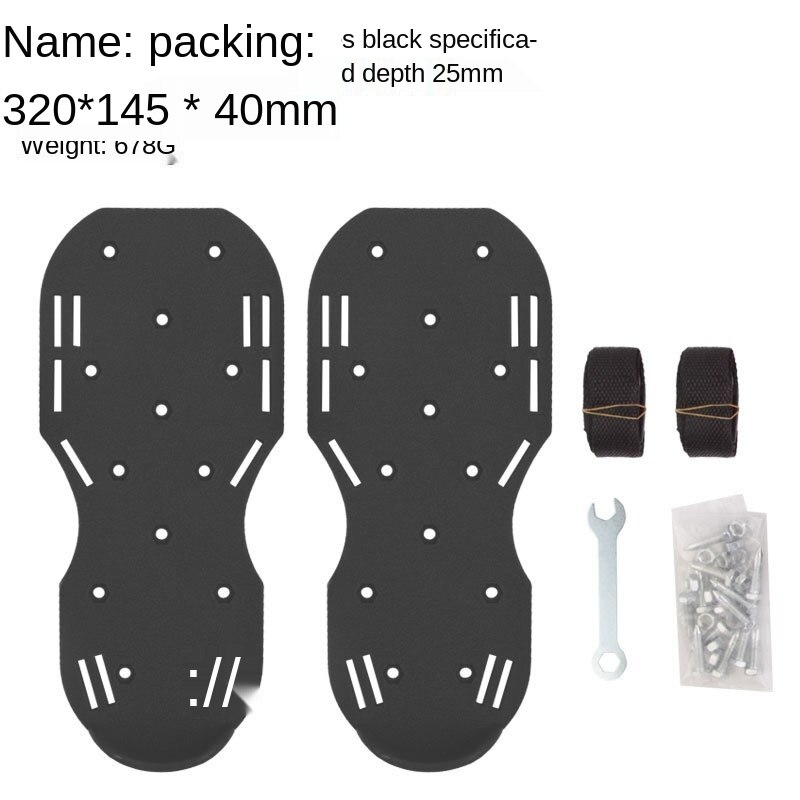 Zapatos con punta de acero para jardín, herramientas de jardinería, calzado para aflojar el césped, plantillas con clavos para trabajo de cemento y pintura de suelo: Black -  nails 25mm