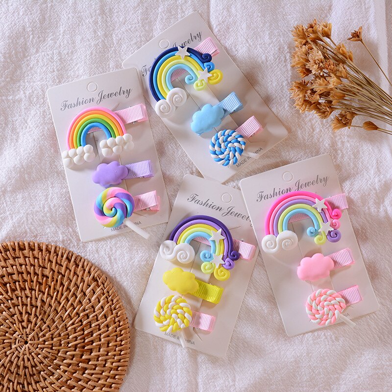3 uds Piruleta de arcoíris para niños horquilla accesorios de lindos una variedad de colores de caramelo para elegir, de cumpleaños para bebés