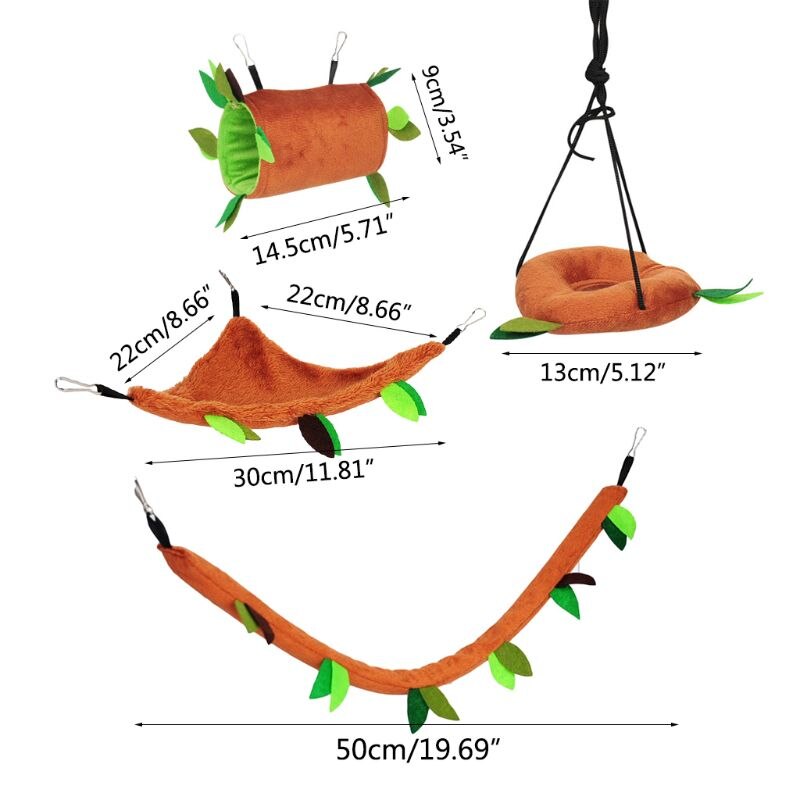 Plush Small Pet Toy Hanging Forest Leaf Swing Hammock Ropeway Hamster Cage Decor