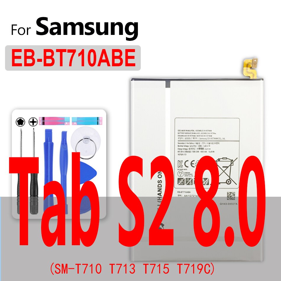 Batterie Für Samsung Galaxy Note 8,0 10,1 12,2 Pro/Tab S S2 S3 Edition SM P600 T801 T805 T700 t719C P5110 P5120 T810 P605 P607: EB-BT710ABE