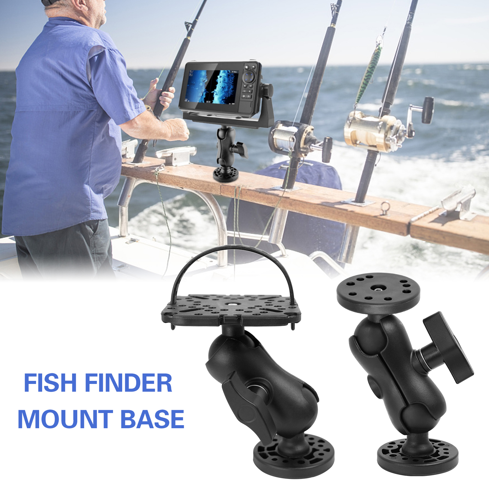 Universal Kayak Holder Fish Finder Mount Boat Rotating Bracket Kayaking Supporter Mounting Plate Depth Sounder Base Mount