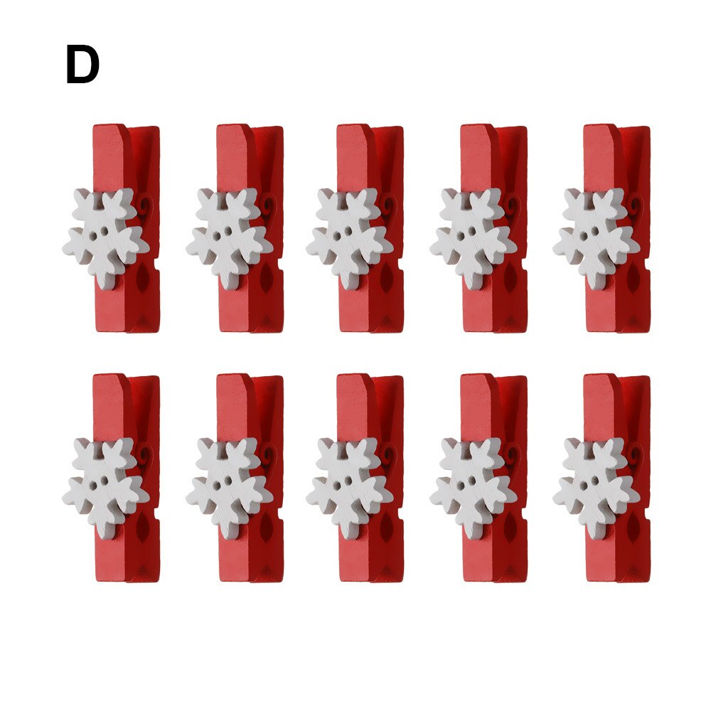 10 stuks/set mini kerst houten clips jaar feest decoratie foto muur clip eland diy kerst ornament kaarthouder bruiloft ornamenten: D
